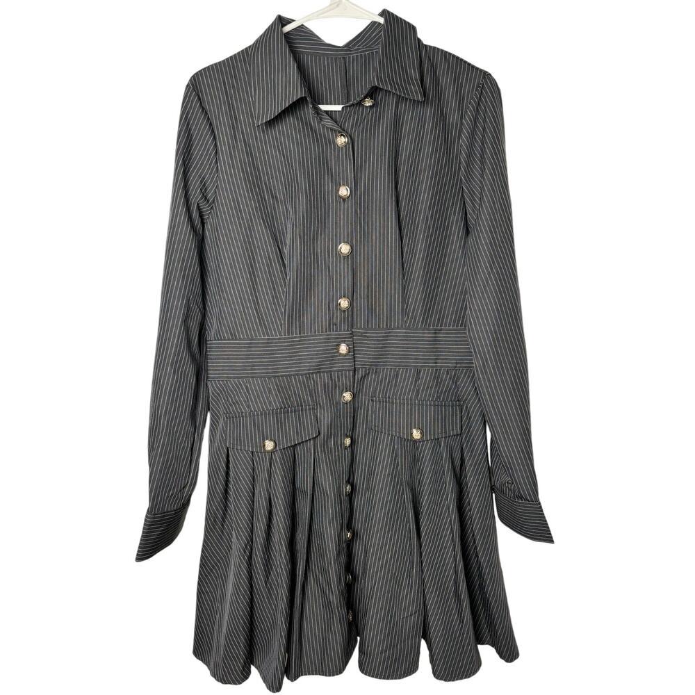 Suit Style Drop Waist Pinstripe Ladies Dress Size M